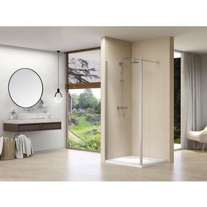Inloopdouche vaste wand 1070-1090x2000mm 8mm helder glas chroom muurprofiel stabilisatiestang