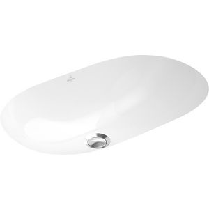 O.novo onderb.wastafel 600x350x215mm wit met kraangat + overloop