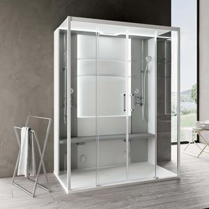 Douchecab. SKI2A h LI 1600x970mm wit mat hldr/briljantblauw