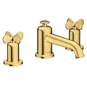 AXOR Archivio 3-gats wastafelkraan met kruisgrepen en afvoer Polished Gold Optic