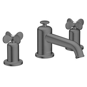 AXOR Archivio 3-gats wastafelkraan met kruisgrepen en afvoer Brushed Black Chrome