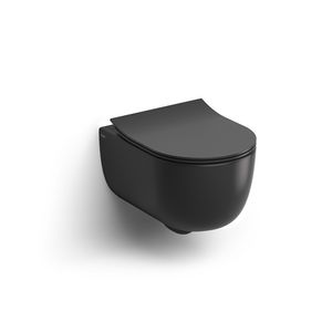 Wandcloset combipack (in 2 dozen) HAMMOCK randloos 490mm compact mat zwart incl. dunne zitting softclose QR