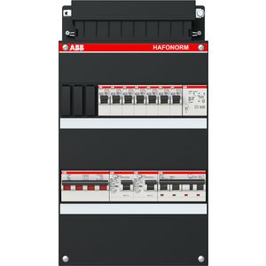 Groepenkast 7 groepen achter 2x 30mA + T + HS + C 3-fase