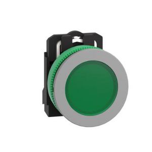 flush mounted pilot light complete 24V green cp grey