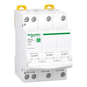 Installatieautomaat 3-polig + Nul 32A C-karakteristiek 6000A Resi9