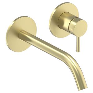 Wastafelmengkraan BOND afbouwdeel 2-gats sprong 195mm coldstart geborsteld mat goud