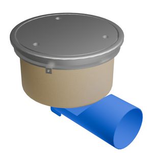 Afvoerput Ø200mm  RVS 304 OU./ZU. dicht rooster (uitnemen voor waterafvoer) roosterbelasting max. 3000kg