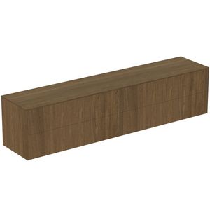 Conca wastafelmeubel 240x50x55cm 4 laden afdekblad zonder uitsnijding dark walnut