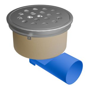 Afvoerput Ø200mm RVS 304 OU./ZU. rooster ronde perforatie roosterbelasting max. 600kg