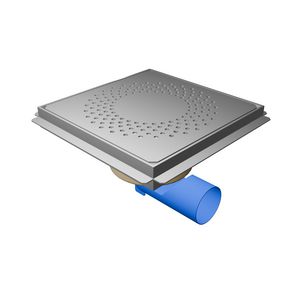 Afvoerput 300x300 RVS304 ZU./OU. 75mm in hoogte verstelbaar