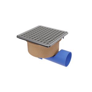 Put 200x200mm RVS ZU./OU. 75mm zijuitlaat m.maasrooster