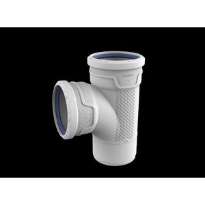 T-stuk stromend PP AS+ geluidsarm 87° lichtgrijs 110mm mof x mof x spie
