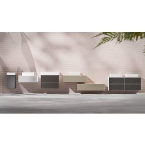 Half Hoge kast Slate Matt Grey / front metallic slate grey 400/360, scharnieren links Xevolos E