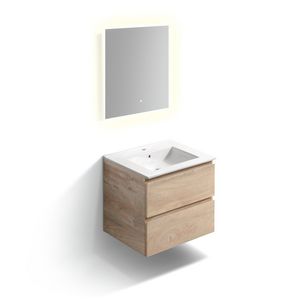 Badkamermeubelset 60cm m wastafel en spiegel Grieks eiken