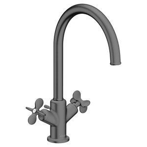 AXOR Archivio 2-greeps wastafelkraan 210 met kruisgrepen en pop-up afvoer Brushed Black Chrome