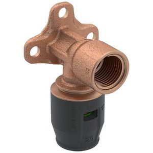 Muurplaat L=52mm brons 20x1/2"bn.dr. PUSHFIT insteek VVE= 5