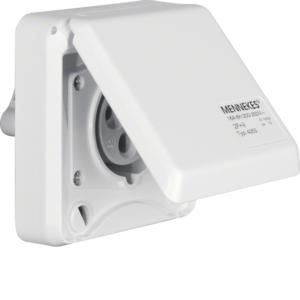 CEE-wandcontactdoos met klapdeksel 3P 16A voor kabelkanaal