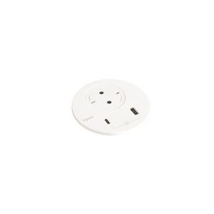 Wandcontactdoos wit + USB + stekker+snoer L2m. Disq80