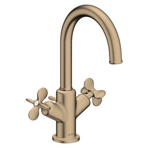 AXOR Archivio 2-greeps wastafelkraan 170 met kruisgrepen en pop-up afvoer Brushed Bronze