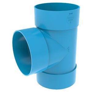 T-stuk lijm 88° PVC luchtverdeelsysteem VENTIZA blauw Ø160mm 3x mof