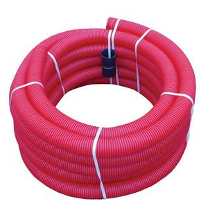 Rol a 6mtr. PE kabelbeschermbuis/ mantelbuis 200mm (150mm inw.) rood incl. mof