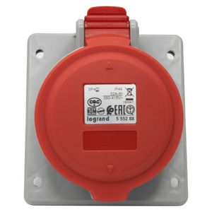 Inbouw WCD 400V 32A 4P IP44 kunstst. rood 555288 P17