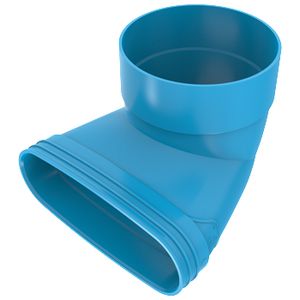 Eindstuk lijm 90° PVC luchtverdeelsysteem VENTIZA blauw (235x80mm) x Ø160mm H=100mm mof/mof