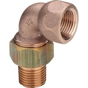Knieschroefkoppeling 3-del. brons 1/2" conisch dichtend 3098 VVE=125