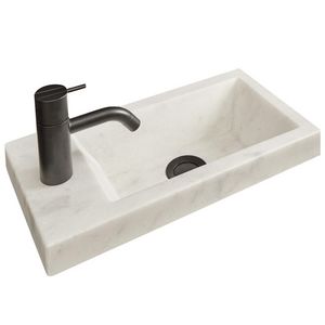 Wastafel 6 Marmer wit 40,5cm 1x kom met kraangat (los besteld)
