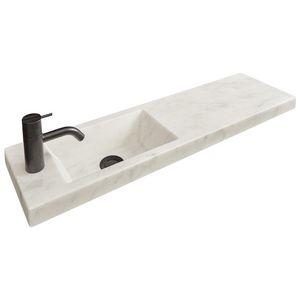 Wastafel 6 Marmer wit 80,5cm 1x kom met kraangat (i.c.m. meubel)