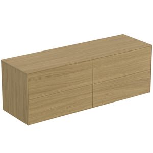 Conca wastafelmeubel 160x50x55cm 4 laden afdekblad zonder uitsnijding light oak