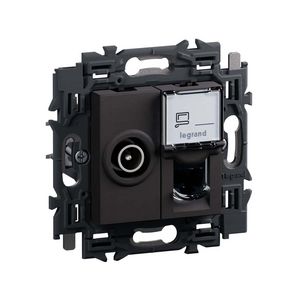 Wandcontactdoos RJ45 UTP Cat. 6 + TV zwart Valena Next