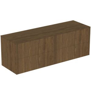 Conca wastafelmeubel 160x50x55cm 4 laden afdekblad zonder uitsnijding dark walnut