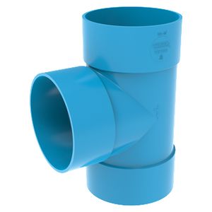 T-stuk lijm 88° PVC luchtverdeelsysteem VENTIZA blauw Ø125mm 3x mof