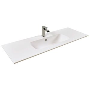 Wastafel 13 kunstmarmer wit 120cm 1x kom met kraangat (i.c.m. meubel)