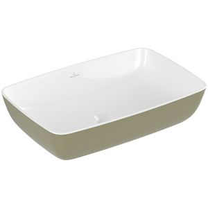 Opzetwaskom rechthoek ARTIS 580x380mm  kleur buitenzijde Sage green (groen) binnenzijde wit zonder overloop