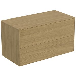 Conca wastafelmeubel 100x50x55cm 2 laden afdekblad zonder uitsnijding light oak