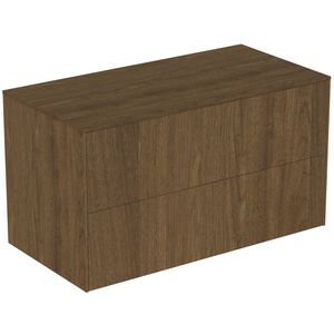Conca wastafelmeubel 100x50x55cm 2 laden afdekblad zonder uitsnijding dark walnut