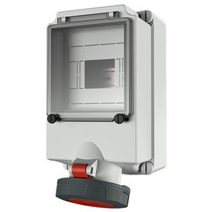 Wandcontactdoos 63A 4-polig  6H 400V IP67 + rail