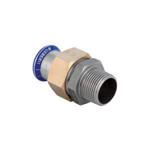 3-del. koppeling (wartel messing) MAPRESS RVS siliconenvrij (LABS-vrij) 18x1/2"bt.