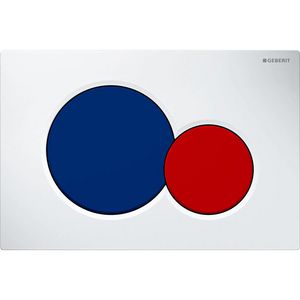 Bedieningsplaat 2-toets Sigma01 ROUND plaat: wit toetsen: blauw/rood