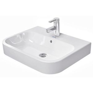 HAPPY D.2 #231560 opzetwastafel 600mm wit met kraangat met overloop geslepen onderzijde