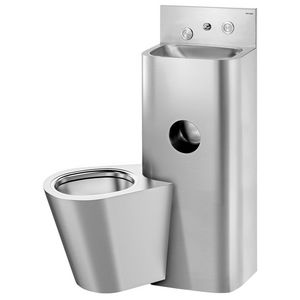 Combinatie wastafel+wandcloset Combi KOMPACT TC links RVS 304 mat