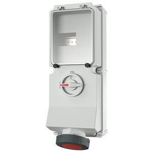 Wandcontactdoos 63A 4-polig  6H 400V IP67 DUO + rail