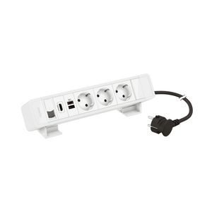 Bur.blk wit-3contactdoos+USB A+C+RJ45+HDMI