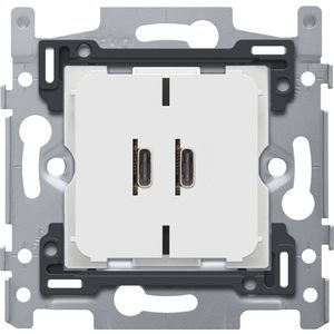 Dubbele inbouw smart USB-C lader+power delivery 65W piek schroefbevestiging