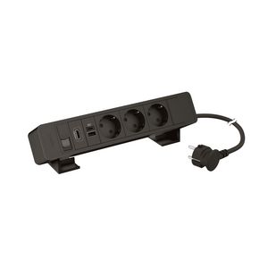 Bur.blk zwrt-3contactdoos+USB A+C+RJ45+HDMI