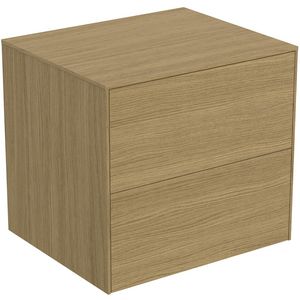 Conca wastafelmeubel 60x50x55cm 2 laden afdekblad zonder uitsnijding light oak