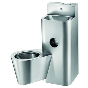 Combinatie wastafel+wandcloset Combi KOMPACT links RVS 304 mat 162400