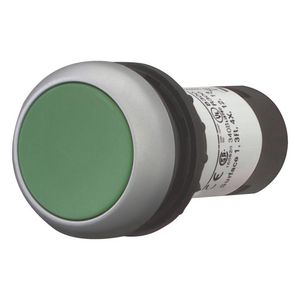Drukknop compact vlak groen terugverend 1no/0nc